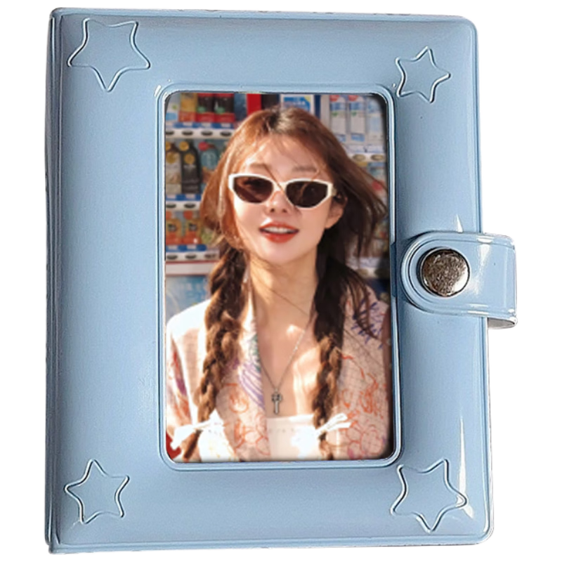 Jufu Ins Style Candy Color Card Album Single Grid Idol Album Star Collecting Card Storage Cute Star Patent Leather Polaroid Photo Album New Year Holiday Anniversary Gift