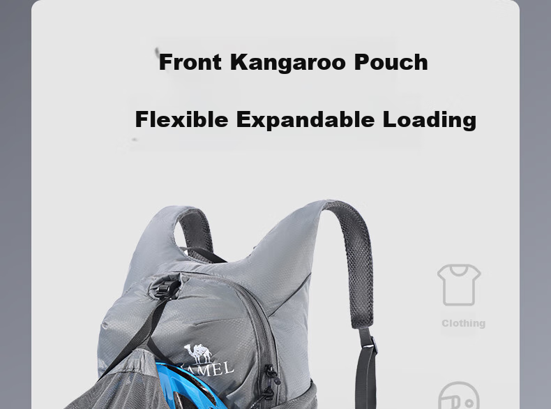 CAMEL Outdoor Cycling Backpack, Sports Backpack, Lightweight Foldable Hiking Bag, W9B318013B, Gray 3