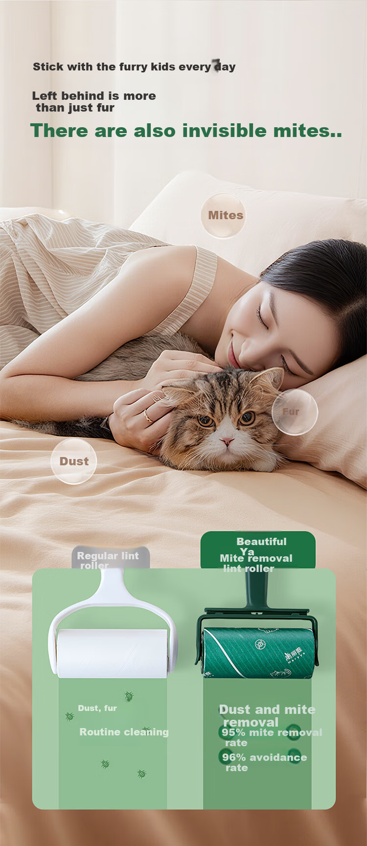 MARYYA Lint Roller Refill Roll, 10cm Diameter, 120 Sheets Total, Tear-Off Design, for Removing Hair And Cat Fur from Clothes 1