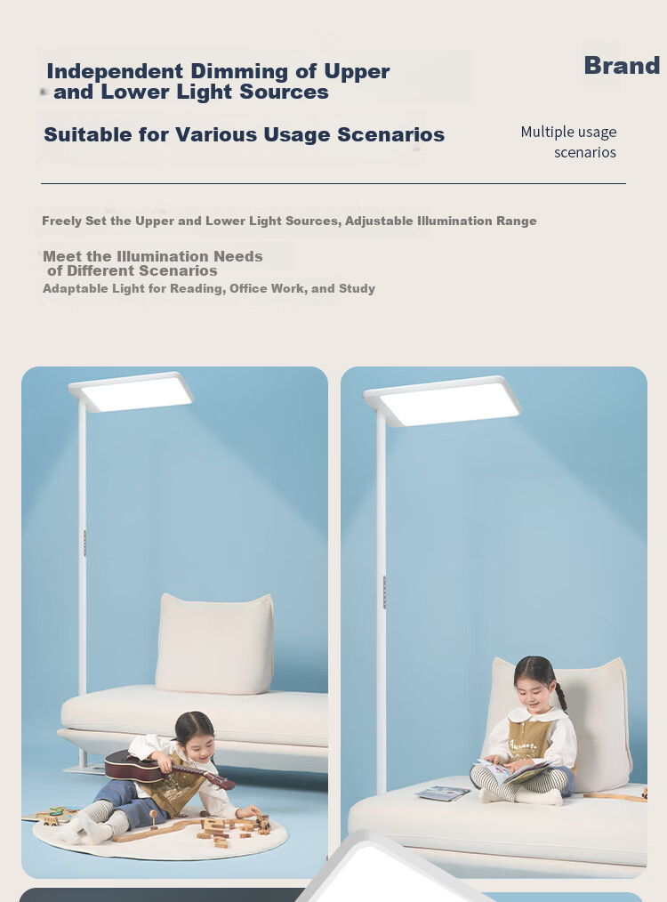 AOC Standing Eye Protection Desk Lamp, Study Lamp, LED Full Spectrum Floor Lamp, Children's Reading Lamp, Puli Lamp Beads, 120W 5