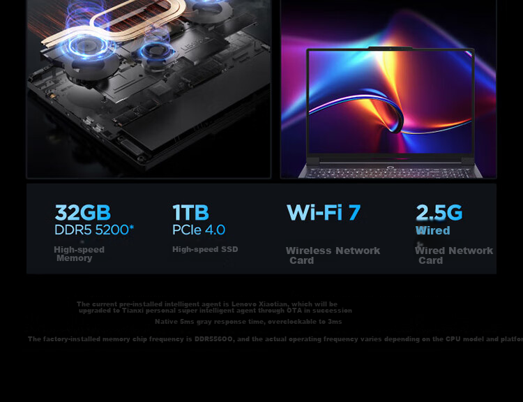 Lenovo Savior R9000P AI Yuanqi Gaming Laptop (AMD Ryzen 9 8945HX, 32GB RAM, 1TB Storage, RTX5070, 2.5K 240Hz, Black) with Subsidy 3