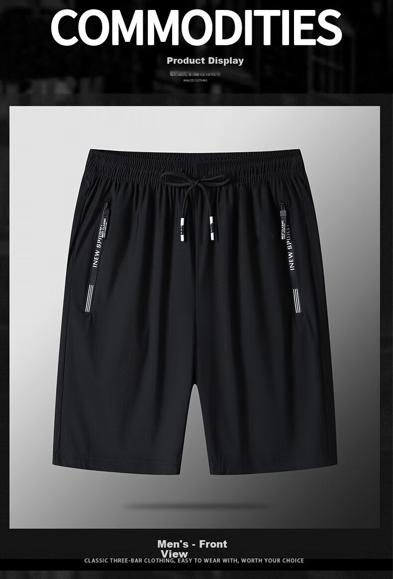 JEEP SPIRIT Men's Shorts, Summer Fashion Breathable Cool Sports Outdoor Shorts, Black XL 10