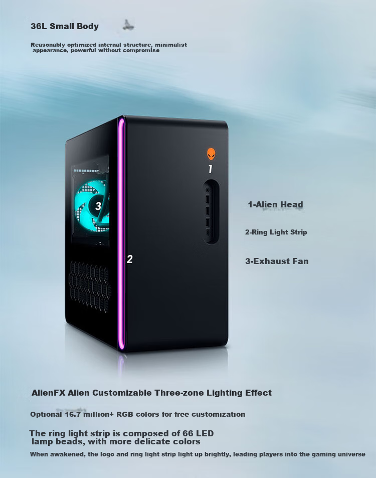 Alienware Gaming Desktop Computer Area-51 High-End E-Sports Gaming PC (Ultra 9 64GB 2TB RTX5080) Starry Silver Water-Cooled Black Myth: Wukong 80L AI Graphics Statio 17