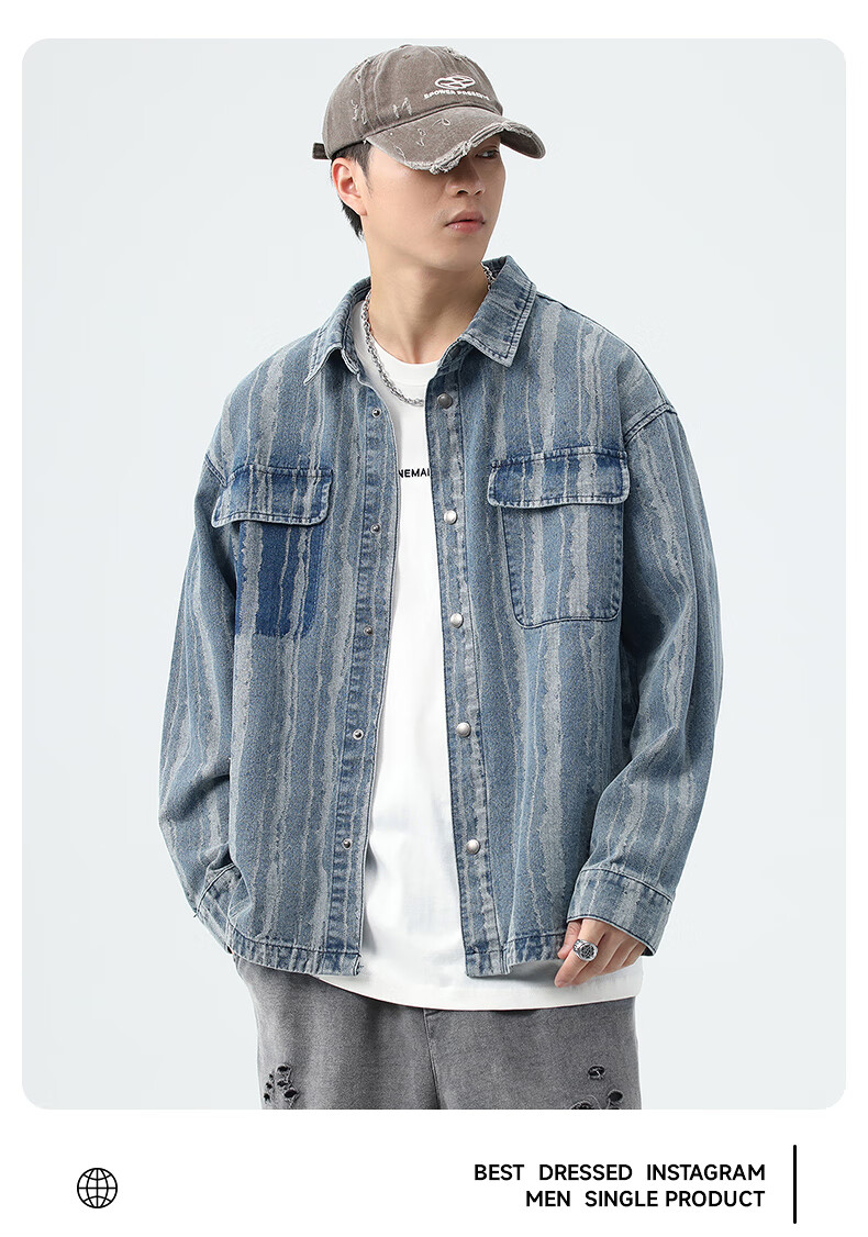 Pierre Cardin Men's Winter Denim Vintage Washed Retro High Street Workwear Casual Loose Jacket Blue 2XL 5