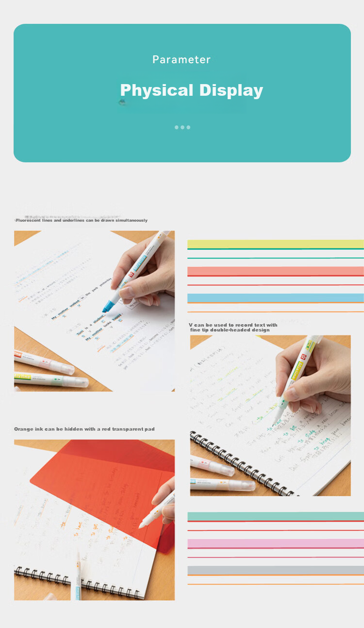 SAKURA Multifunctional Dual-Head Highlighter, 6 Colors, Planner Pen, Exam Review Marker, 3-Piece Set, Colorful 4