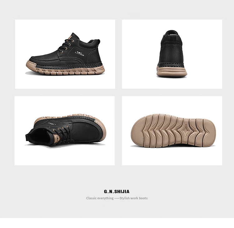 Bull Family Big Head Martin Boots Men Autumn Winter New British Retro Mallard Work Boots Outdoor High Top Sneakers Men 27