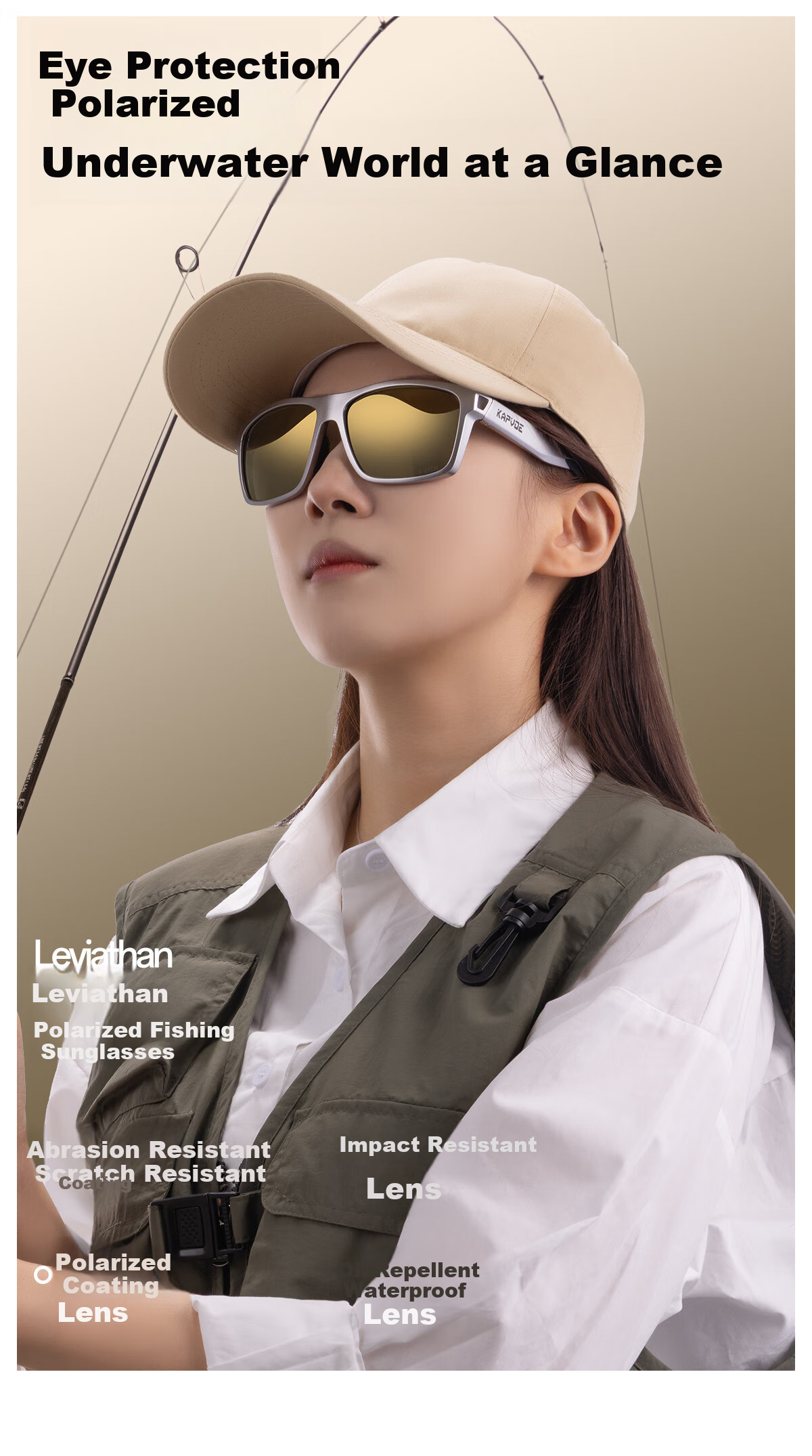 KAPVOE Fishing Goggles, High-Definition Polarized Anti-Glare UV Protection Sunglasses, Specially Designed for Float Fishing 1