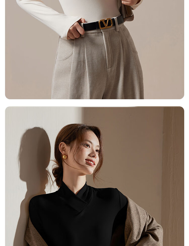 Langsha Women's Spring Slim Fit Long Sleeve Cross Neck Base Layer Top 18