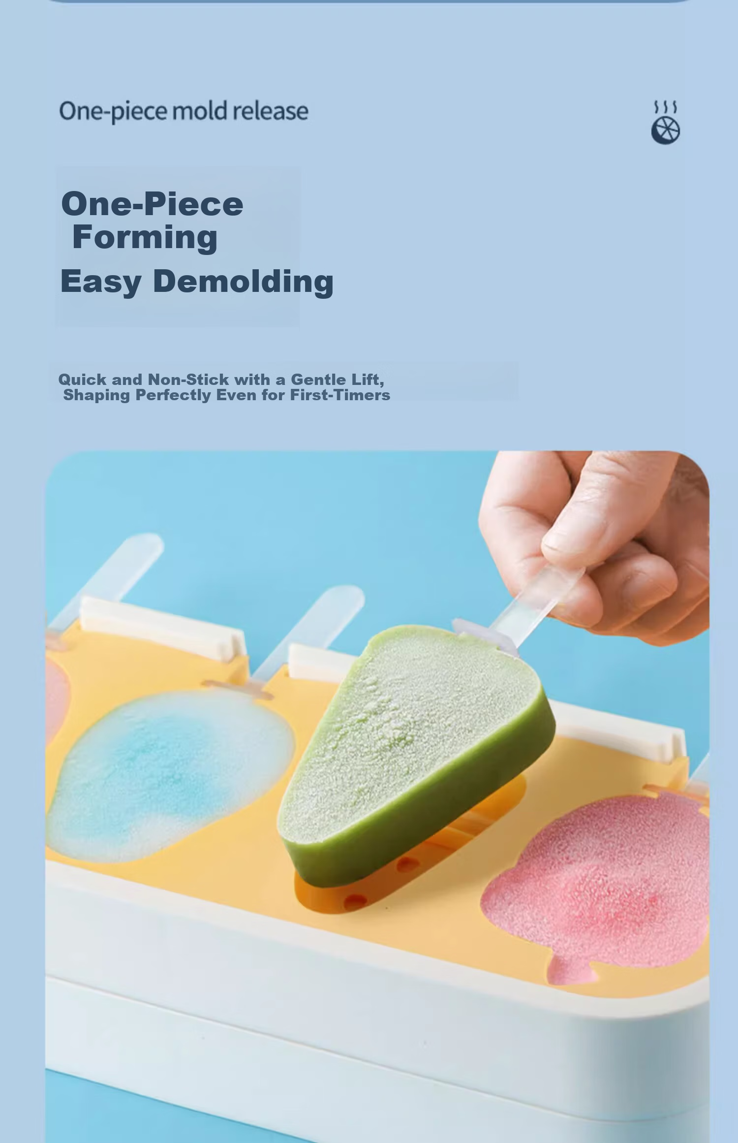 BJ Ice Cream Mold, Food-Grade Silicone, Children's Popsicle Maker, Ice Pop Mold, Ice Cube Tray, Ice Cream Mold Set of 2 9