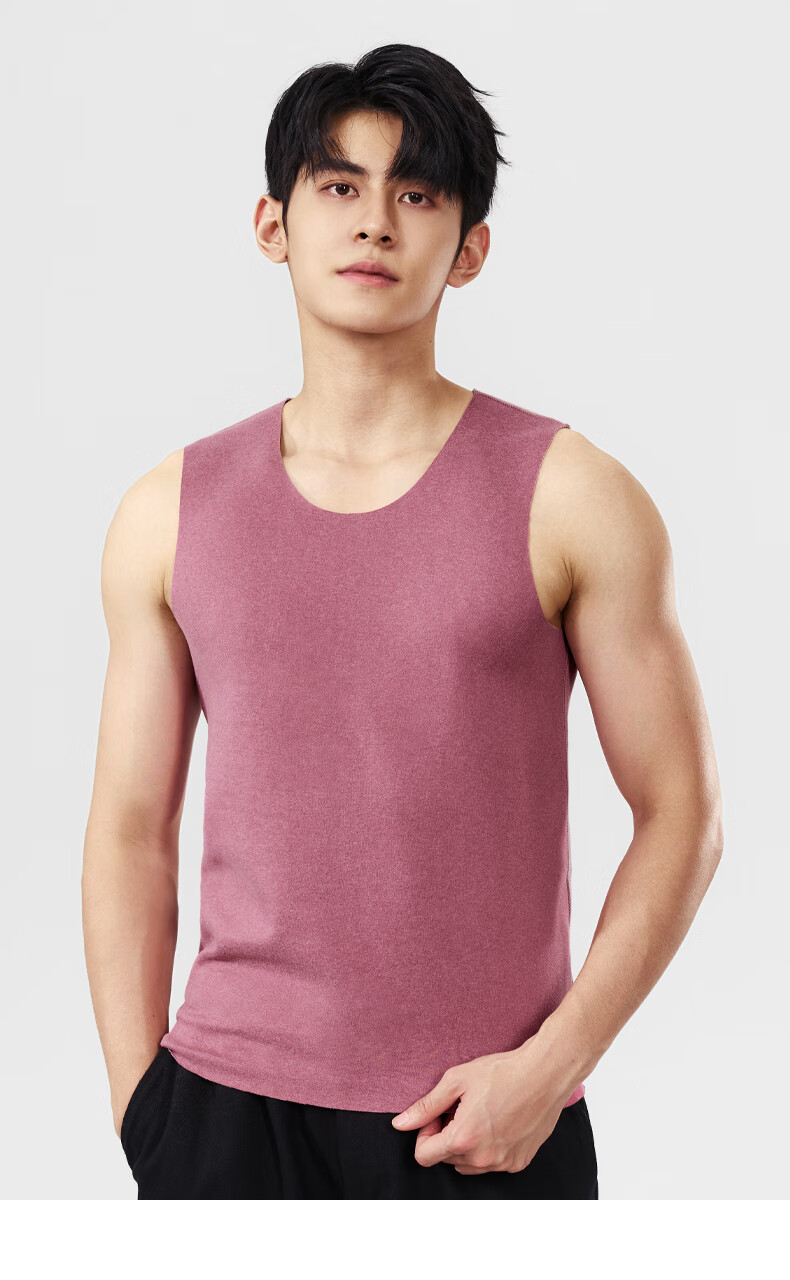 Baleno Wool Silk Men's Vest Winter Heat Retention Warm Breathable Skin-Friendly Youth Basic Solid Color Sleeveless Jacket 6