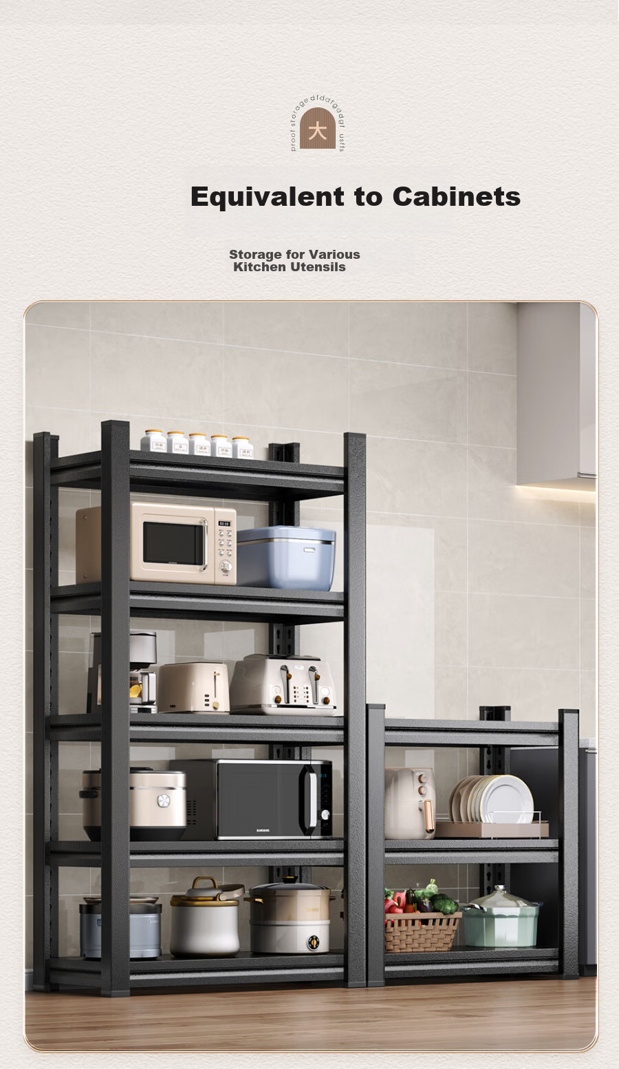 Jiabangshou [Chow Yun-fat Recommended] Kitchen Storage Rack Microwave Oven Organizer Multifunctional Oven Pot Stand Storage Cabinet 3