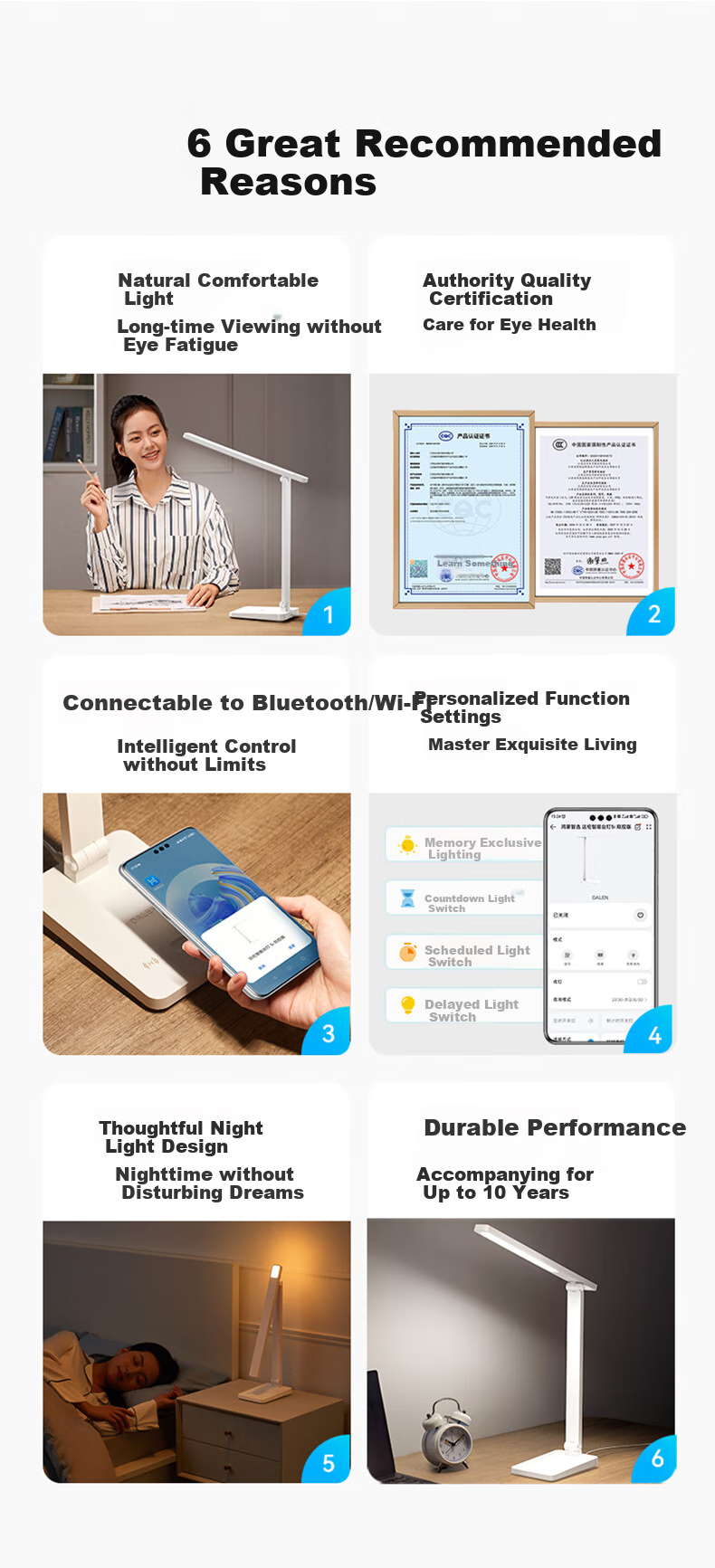 Hongmengzhixuan Dalun Eye-Protection Study Desk Lamp AAAA Grade Dorm Bedside Smart Eye-Care Lamp with WiFi And Bluetooth Dual Control 3