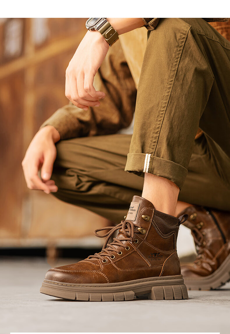 G.N.Shi Jia [Zhang Ruoyun Style] Men's Autumn Winter New Retro British Martin High-top Durable Work Boots 21
