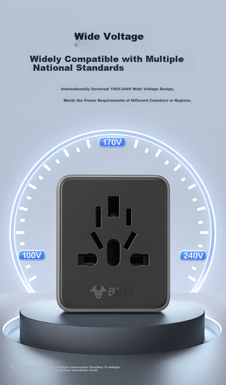 BULL USB Multi-Country Travel Adapter / World Travel Converter Plug, for Use in Foreign Countries And Some Regions, European Standard, American Standard, Australian Standard, British Standard GN-L09U without Switch 8