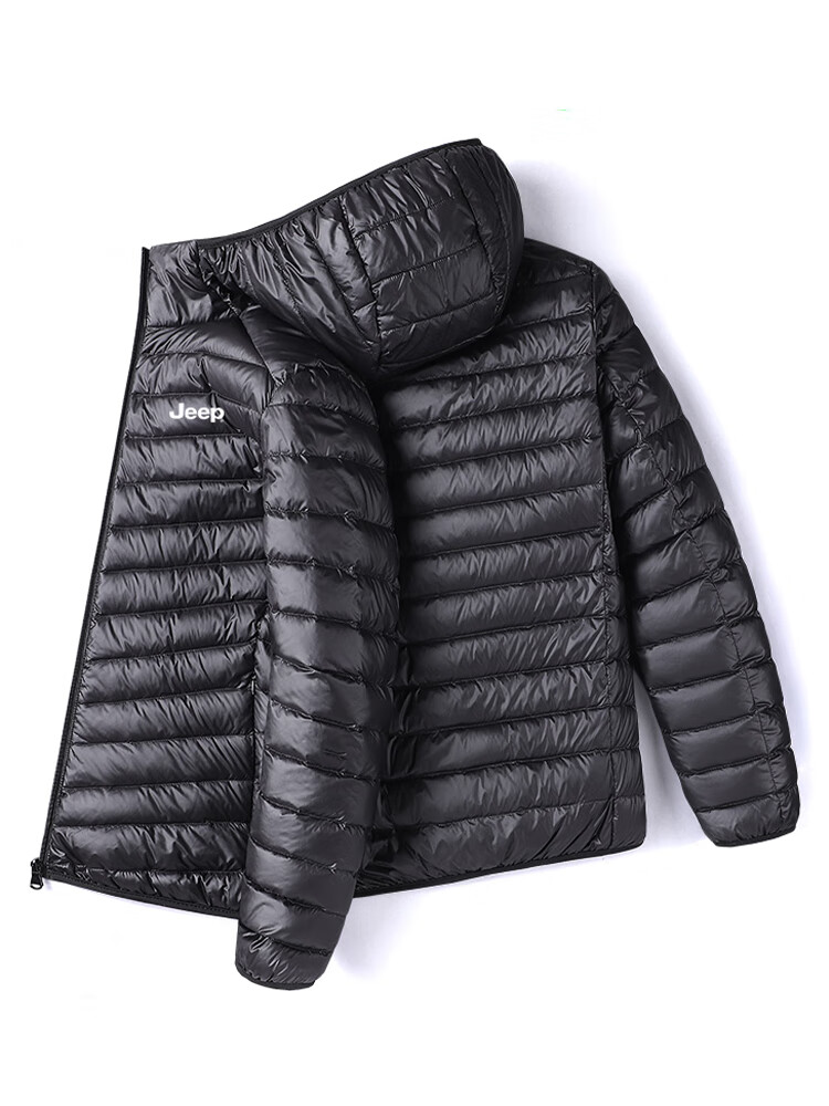 JEEP Men's Autumn Winter Hooded Lightweight Warm Outdoor Sports Versatile Down Jacket Navy Blue L 10