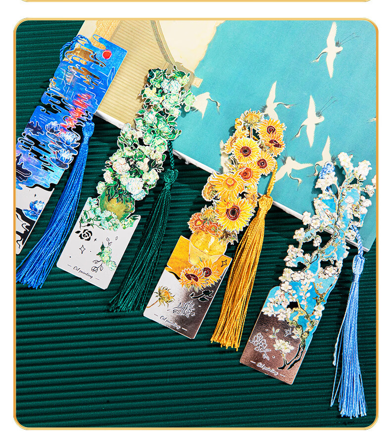 Tianshun Vintage Oil Painting Bookmark High-End Exquisite Metal Van Gogh Bookmark Classical Creative Aesthetic Birthday Gift for Girls Cultural and Creative Student School Opening Reward Simple Packag 11