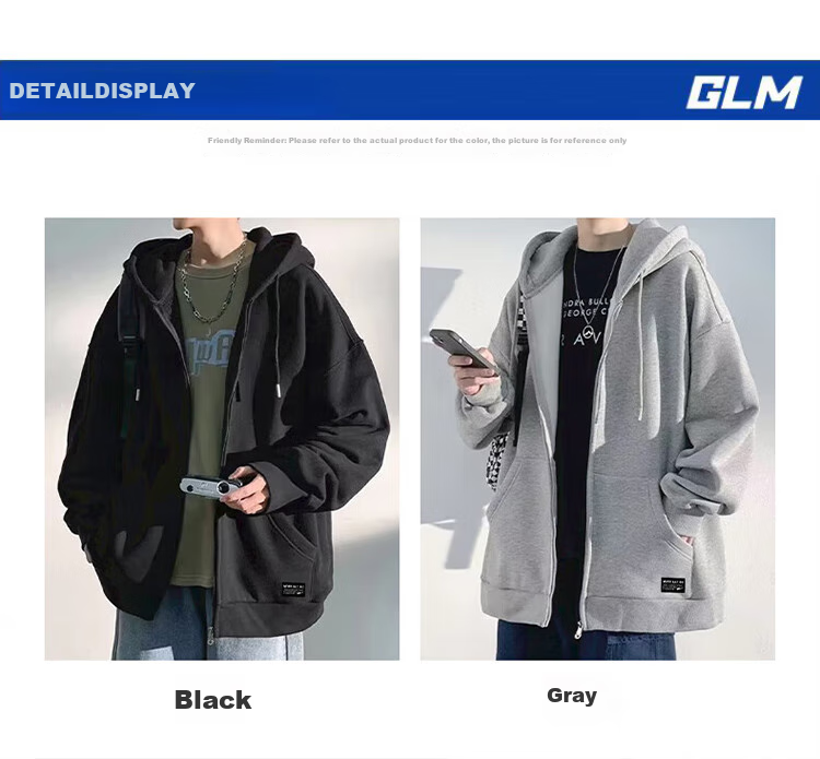 GLM Hoodie Jacket for Men, Spring And Autumn Season, Loose Casual Knitted Cardigan, Sports Jacket, Gray, XL 4