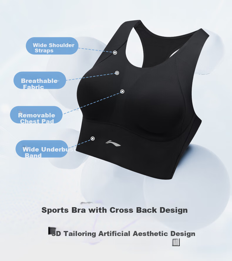 Li-Ning Sports Bra for Women, Shock-Absorbing And Anti-Sagging Vest, Medium to High Intensity, Quick-Drying, Breathable, for Running, Yoga, Fitness Training, Size M 3
