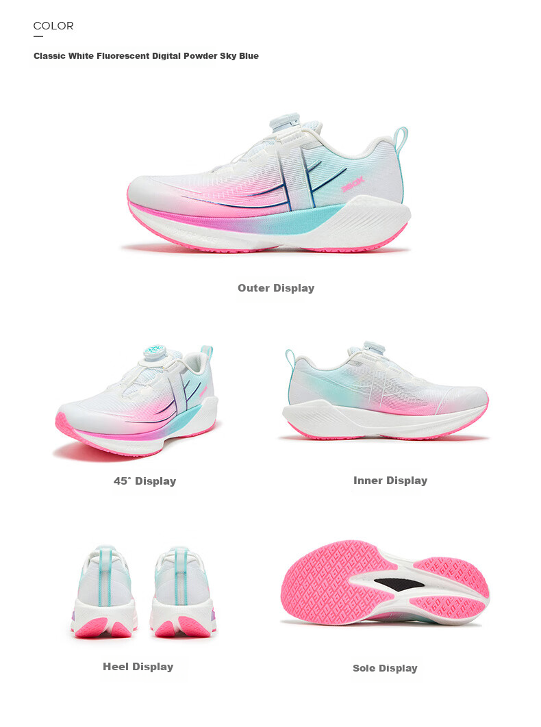 XTEP Children's Shoes, Boys' 360X Youth Physical Test Carbon Plate Running Shoes, Classic White/Beijing Blue, Size 40 17