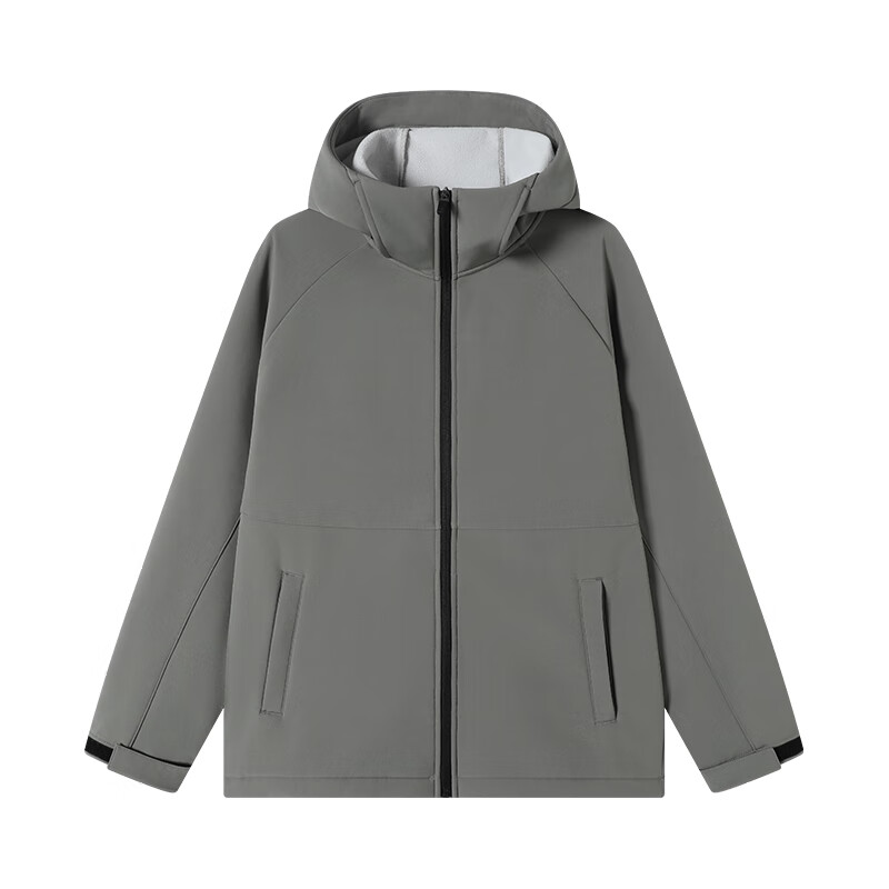 JD Original Windproof And Waterproof Soft Shell Men's Jacket, Autumn New Casual Sports Jacket with Fleece Lining And Hood, Gray, Size L