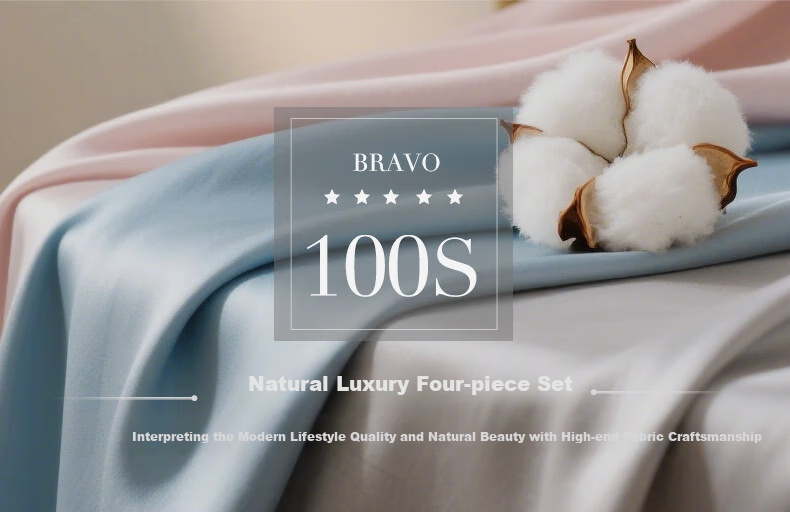 Bravo Fuanan Four-Piece Bedding Set, 100-Count Long-Staple Cotton Sateen, High-End Luxury Wedding Pink Bedding, 230*229cm 1
