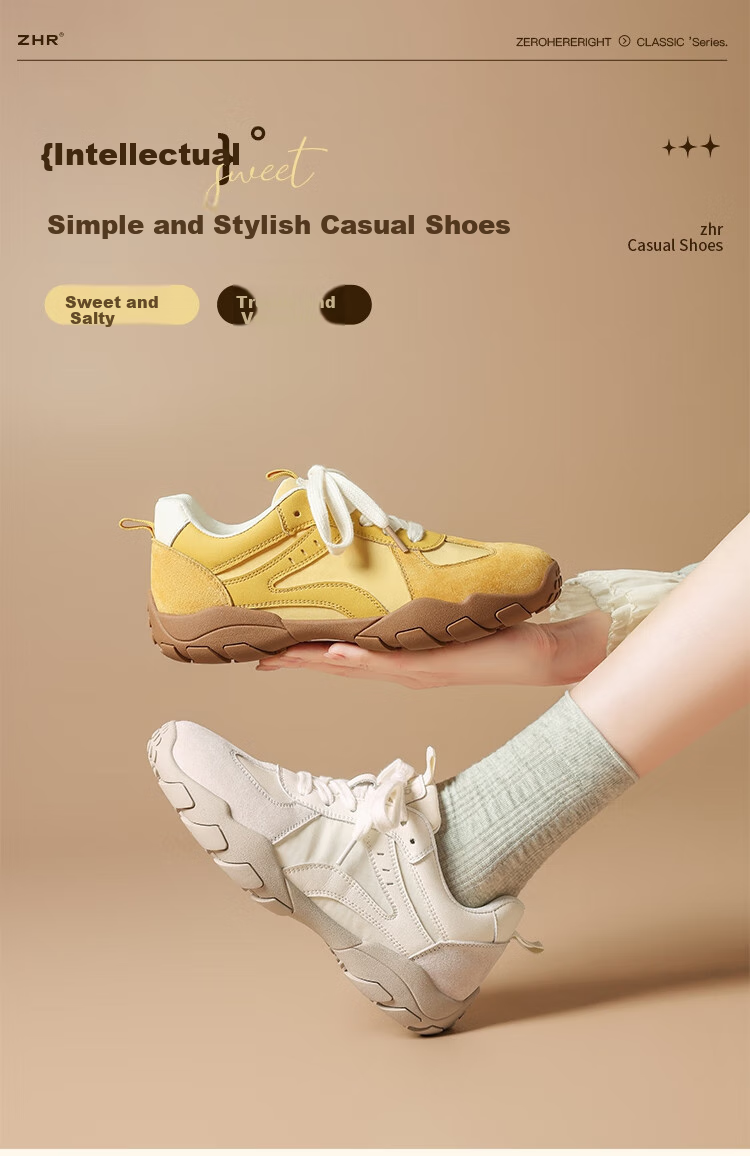 ZHR ZEZ Outdoor Sports Shoes Women Retro Style Hiking Casual Soft Sole German Training Shoes QS52 Yellow Size 40 1