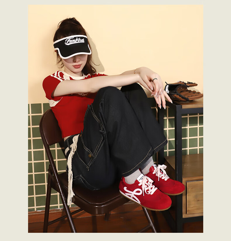 Global Vintage Red German Training Shoes Women 2026 New Stylish Casual Sports Agan Sneakers 8
