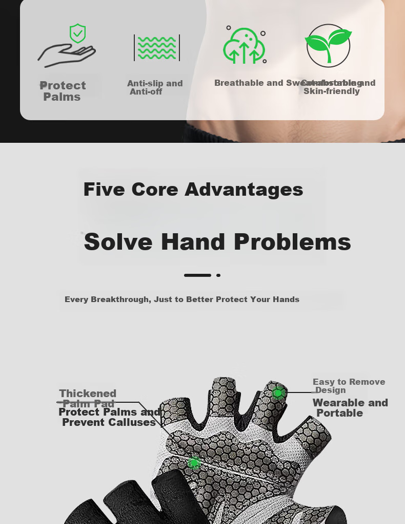 XTEP Fitness Gloves for Men, Cycling, Pull-Ups, Single Bar, Non-Slip, Mountain Climbing, Half-Finger, Dumbbell, Callus-Resistant, XL 2