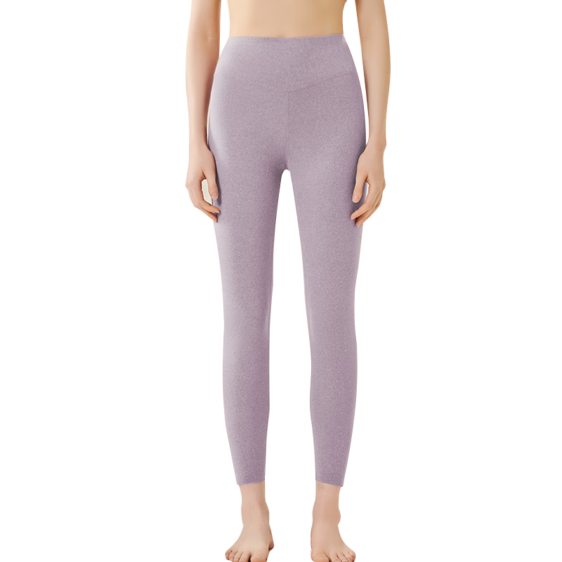 Nanjiren Wool And Silk Blend Women's Thermal Underwear, Seamless German Velvet Thin Slim-Fit Base Layer Leggings, Purple, Size M