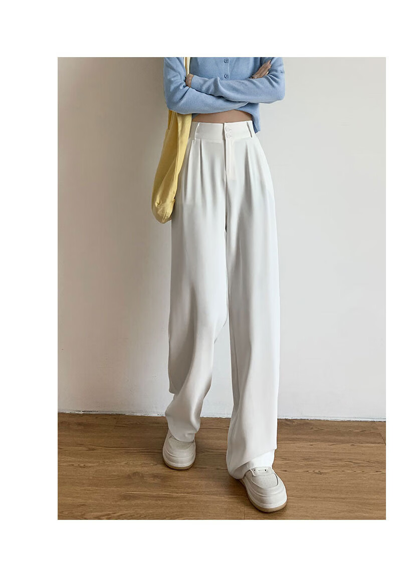 LangSha Women's Autumn New Double Button High Waist Draped Office Elegant Dress Pants Casual Wide Leg Trousers 23