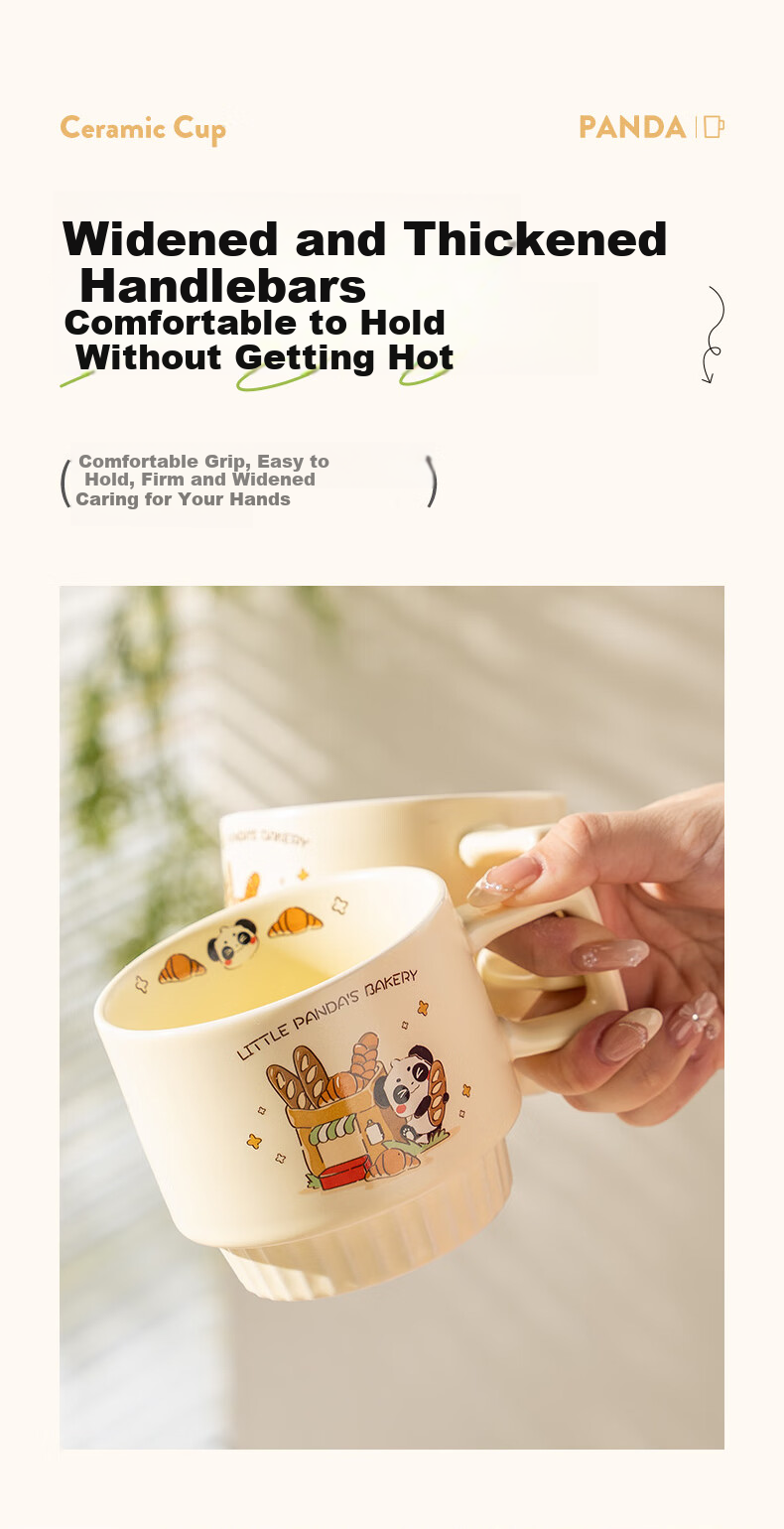 CAIZHI Ceramic Mug, Milk And Water Cup, Birthday Gift for Best Friends, Boyfriend Or Girlfriend, Small Panda Cup, CZ6992 6