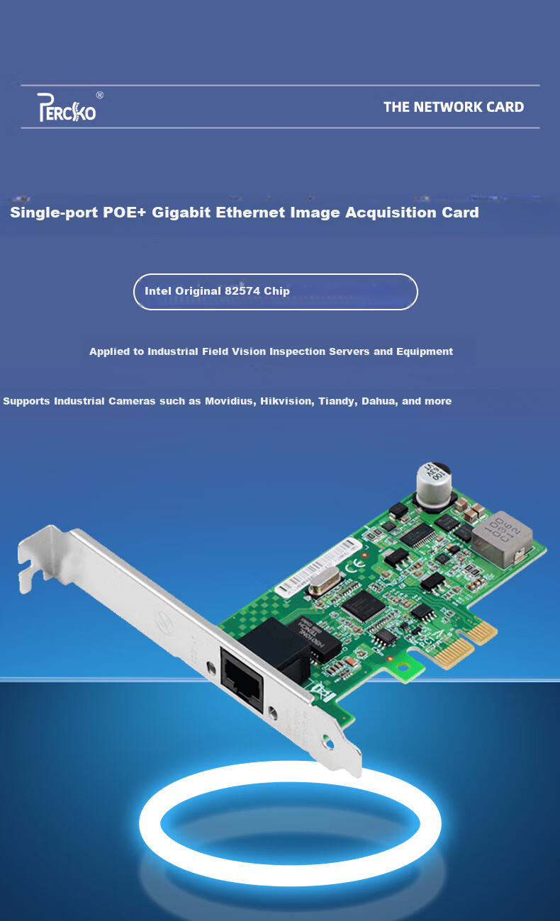 PERCKO POE Powered Ethernet Card I350-T2 Industrial Camera Vision Machine Vision Camera Acquisition Card Compatible with Single, Dual, And Quad Ports Gigabit Ethernet Power Over Ethernet (PoE) Network Card 1