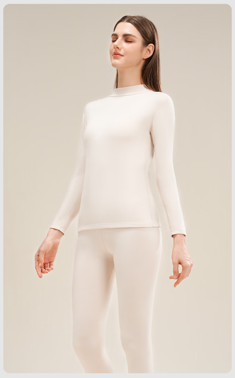 MiiOW Women's Thermal Underwear Set Mid-High Collar German Velvet Autumn Top and Bottom Down Silk Base Shirt Winter 2025 New Arrival 14
