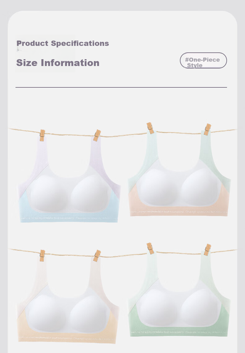 Ailier & ouluola Girls' Underwear Bra, Student High School Girl 15-18 Years Old Puberty Girls' Camisole 6262 Purple Blue M 3