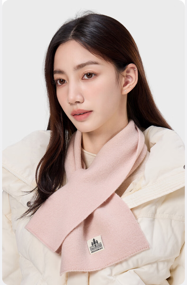 MISSION UV Pure Wool Small Scarf Women Autumn Winter Warm Neck Warmer Lightweight Outdoor Short Scarf 2