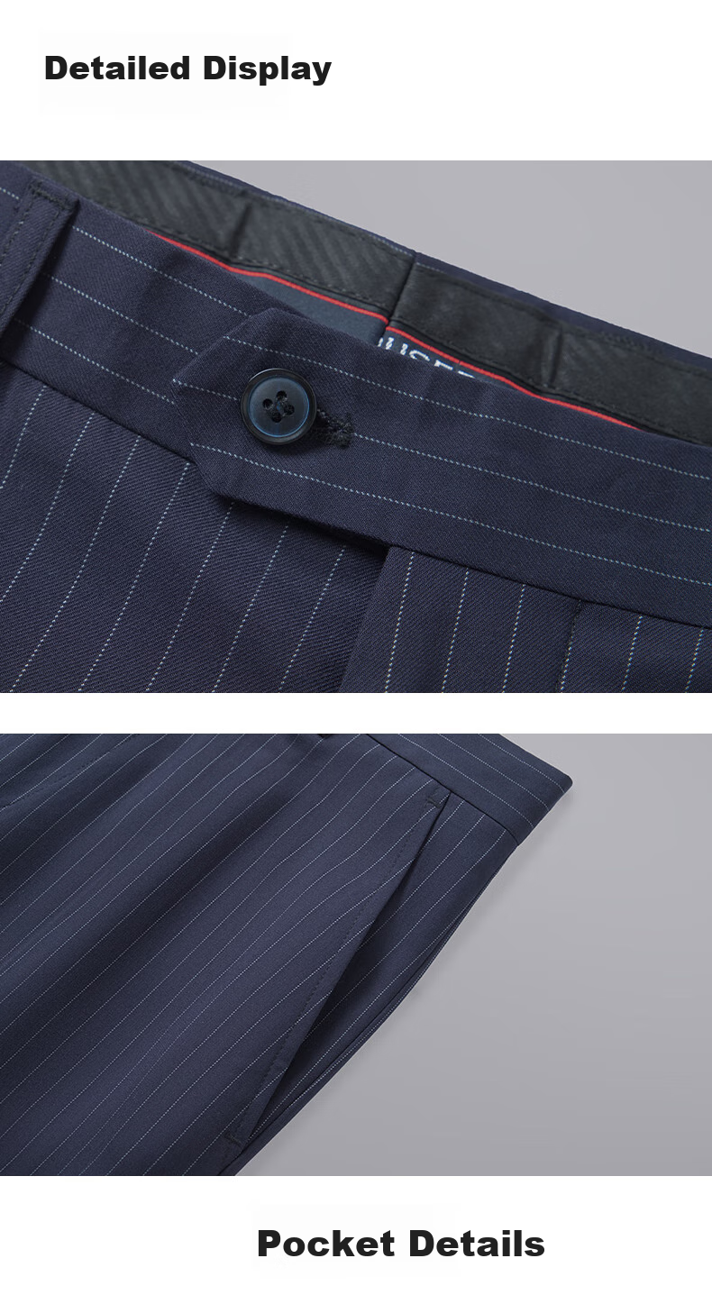 FIRS [Wrinkle-Resistant] Striped Dress Pants for Men, Spring And Autumn Loose Business Casual Trousers, Slim Straight-Leg Formal Long Pants 6