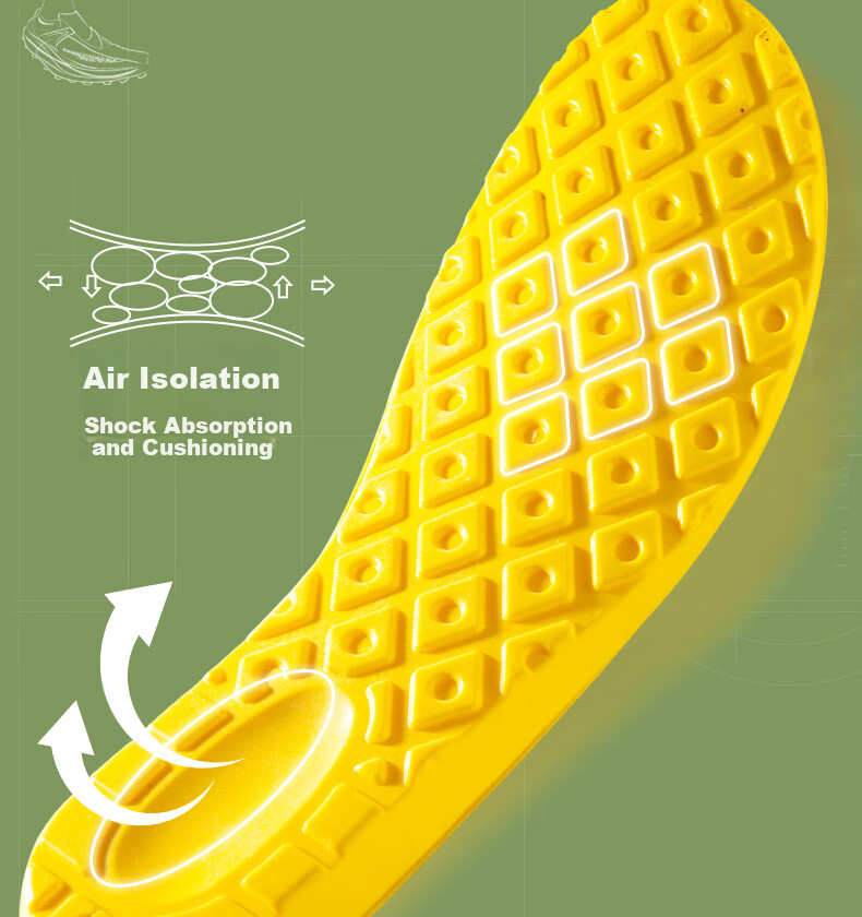 IQGD 2 Pairs of Insoles for Men And Women, Latex Soft Elastic Shock-Absorbing Military Training Essential 5016 2 Pairs - Gray And Yellow 43-44 13