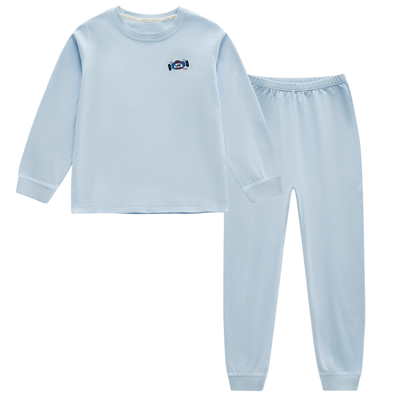 Labi Baby Children's Cotton Long Sleeve and Pants Pajama Set Gray Blue Size 130