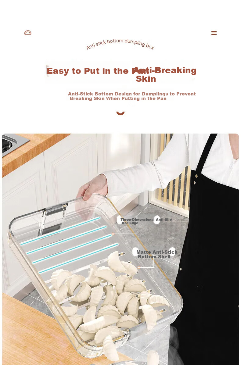 Jiabangshou Large Capacity Multifunctional Food-Grade PP Ice Box Freezer Container for Dumplings And Wonton, Non-Stick 2-Layer Desig 2