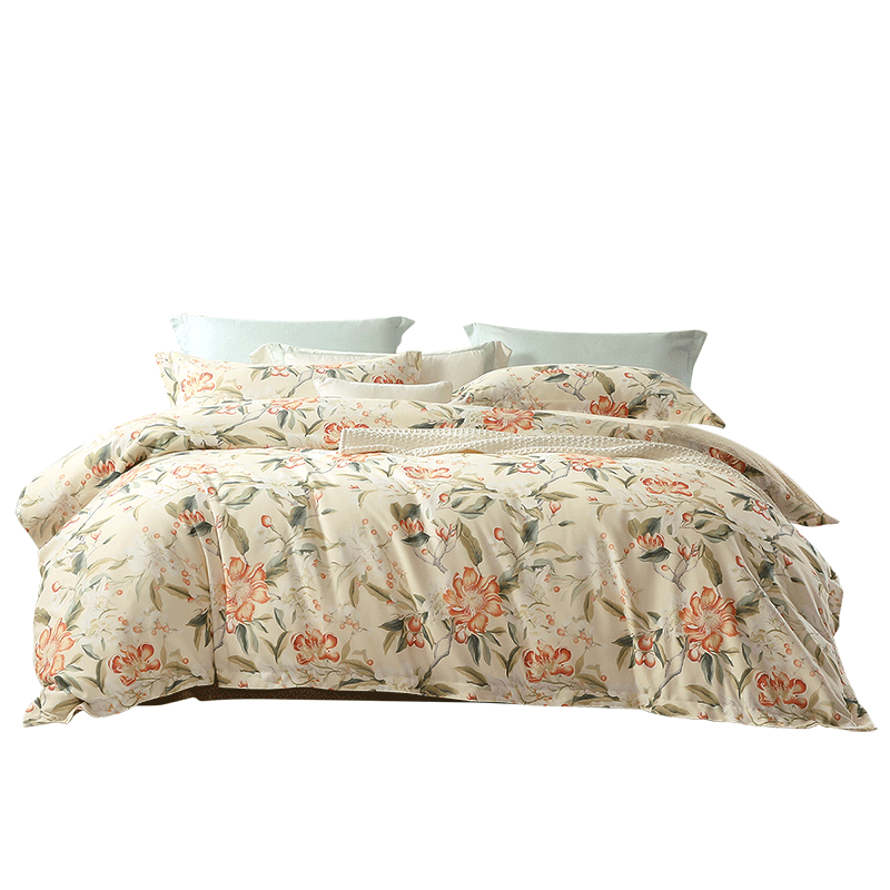 FUANNA Brushed Cotton Four-Piece Bedding Set 100% Cotton Double-Sided Thickened Warm Duvet Cover 230x229cm Zhixu