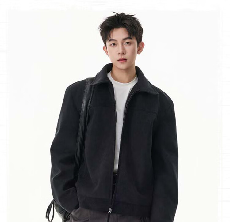 IZEXX American Style Suede-Like Jacket Premium Matte Men's Outdoor Vintage Autumn Winter Coat HJ58 Coffee Color L 1