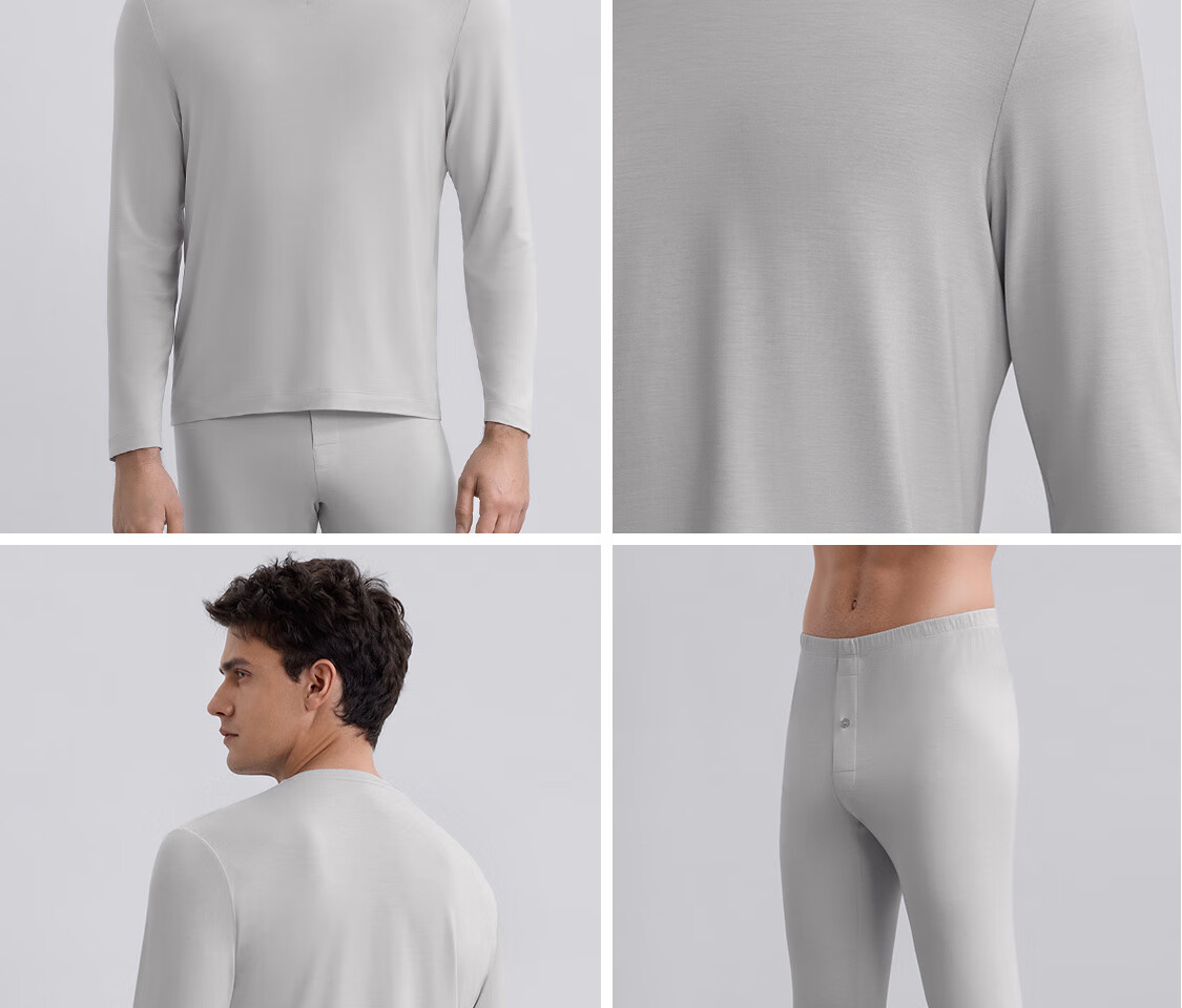 Aimer Men's Thermal Underwear, Thin Base Layer Set, Antibacterial And Anti-Static, NS74K461, Blue, Size 170 31