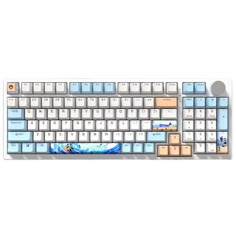Xuanpai Xuan Panda PD98 Custom Mechanical Keyboard, Bluetooth Wireless Gaming Keyboard, Full Hot-Swappable Multimedia Knob, Surfing Panda, Sony Switch