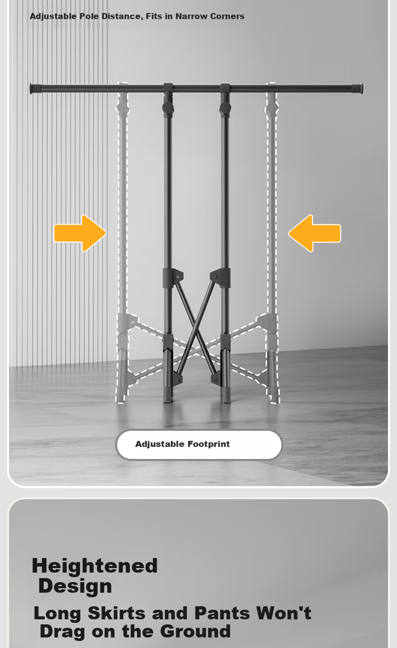MAPLE FASHION Foldable Portable Clothes Drying Rack, Indoor Single-Pole Laundry Stand, Balcony Quilt Drying And Hanging Rod, 1.6 Meters, Gray 6
