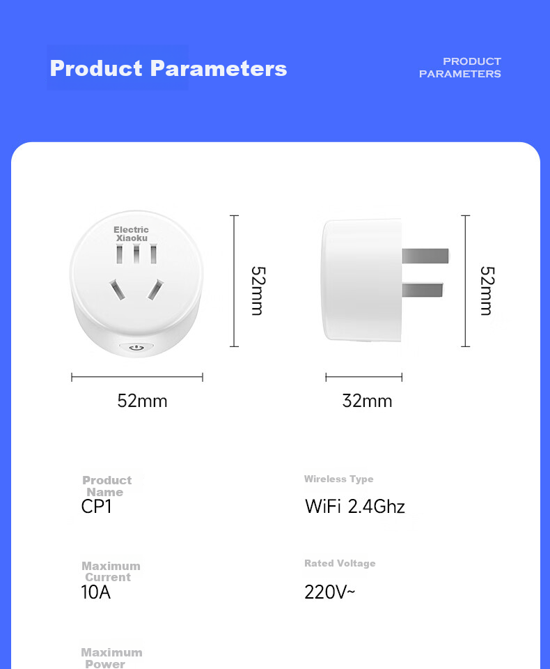 Dianxiaoku Smart Socket, WiFi Mijia APP Voice Control, Remote Timing, No Gateway Required, CP1 10A 220V, Synchronized Home Appliances, Remote Control Socket, Timer Switch Socket, Overcharge Protectio 13