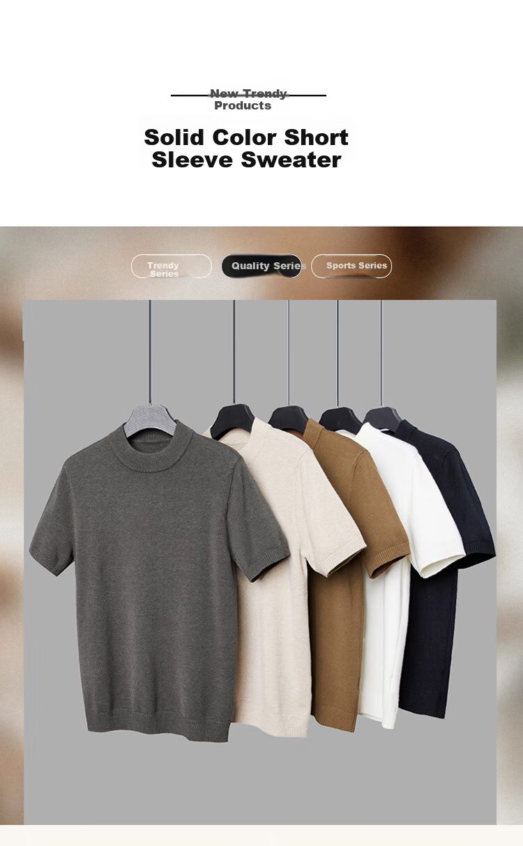 TUCANO Short-Sleeve Sweater for Men, Autumn And Winter Business Casual Base Layer Knit Top, Solid Color Warm Pullover Men's Clothing, Black XL 1
