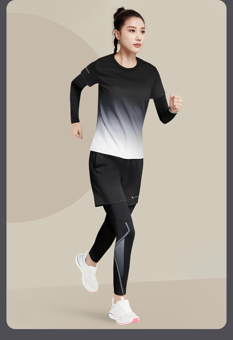 BURUITE Women's Sports Set Yoga Running Badminton Cycling Fitness Tight Training Slim Quick-Dry Apparel 4