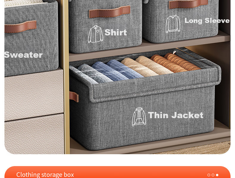 Shuranjia cation storage box steel frame organizer for pants and clothes, gray with lid, extra large size 12
