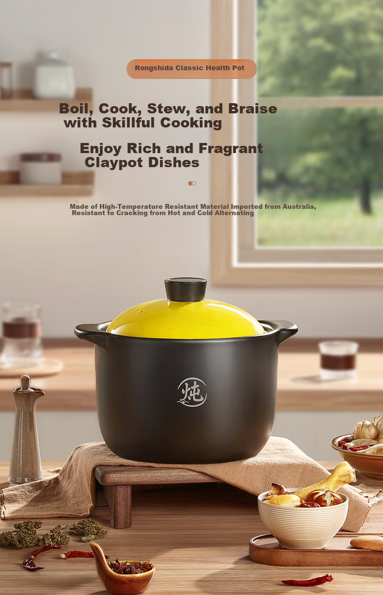Royalstar Ceramic Casserole Pot for Soup, Heat-Resistant Dry-Burning Crack-Resistant Stew Pot for Home Use, Compatible with Gas And Open Flame Stoves, 6.8L Capacity 2