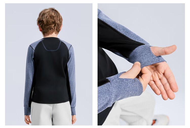 MoodyTiger Boys' Long Sleeve T-Shirt Moisture-Wicking Breathable Winter 2025 New Kids' Warm Stretch Half-Zip Sportswear 2